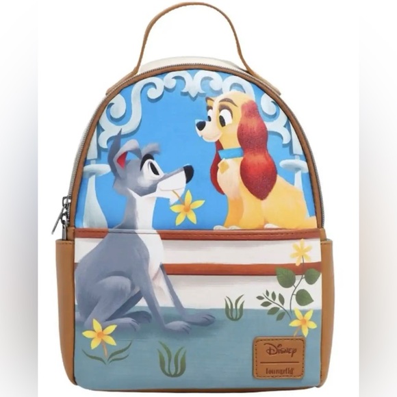 Loungefly Handbags - NWT-Loungefly Disney’s Lady and the tramp paint style on the porch mini backpack